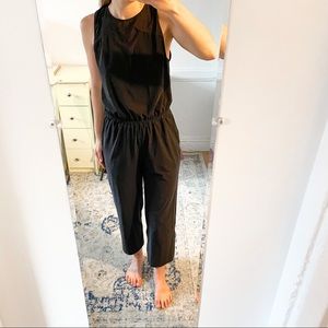 RARE Black Lululemon Straight Leg Ankle Length Jumpsuit Open Back Medium EUC